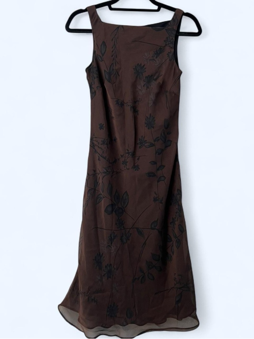 Vintage Ann Taylor Brown Floral Midi Dress Size 4